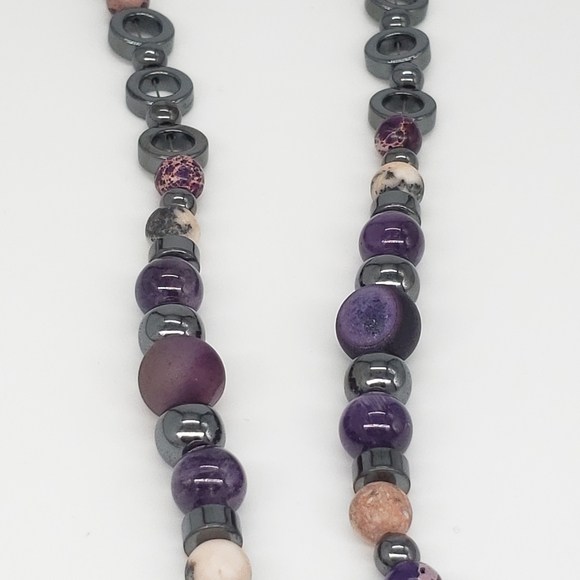 Amethyst, Hematite,& Purple Agate Necklace - Picture 10 of 11